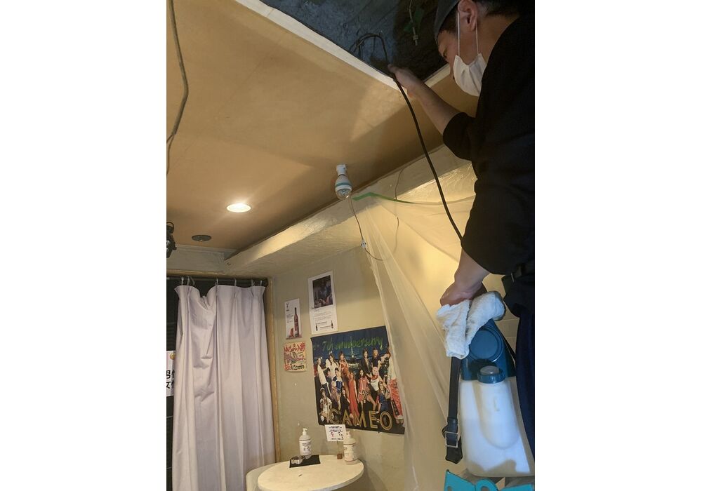 既設ドレン配管 薬品洗浄中